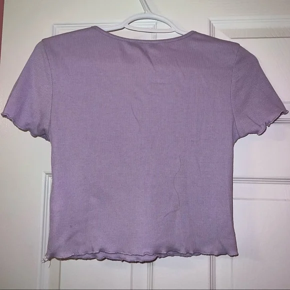 Shein Cropped Purple T-Shirt - Picture 2 of 2